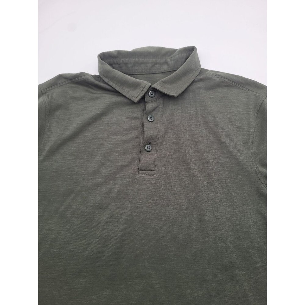 LULULEMON Men's Olive Green Polo Shirt Short Sleeve Athleisure Performance NO SZ - Picture 7 of 7